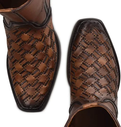 Vista 9 de CUADRA Botas urbanas para hombre en cuero genuino marrón, Marrón