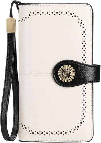 Vista 23 de SENDEFN Billeteras de cuero para mujer, tarjetero de crédito con bloqueo RFID, pulsera de gran capacidad with RFID Blocking, Large Capacity