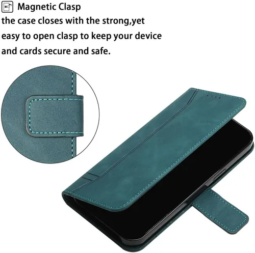 Vista 5 de Funda tipo cartera para iPhone 11 y iPhone 11 con tarjetero de piel, con función atril, protección completa magnética compatible con iPhone 11
