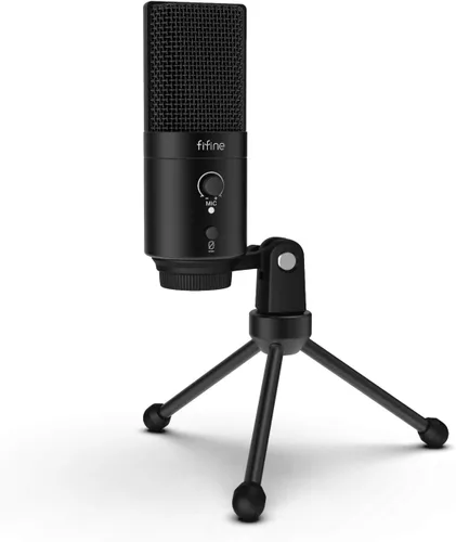 Vista 9 de FIFINE Micrófono USB de computadora de escritorio con filtro pop para computadora y Mac, micrófono de condensador de estudio con perilla