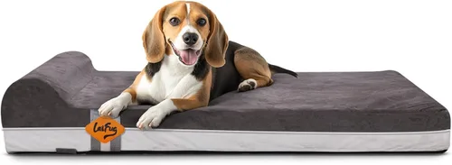 Vista 22 de Laifug Cama ortopédica de espuma viscoelástica para perros con forro duradero a prueba de agua y funda extraíble lavable (grande