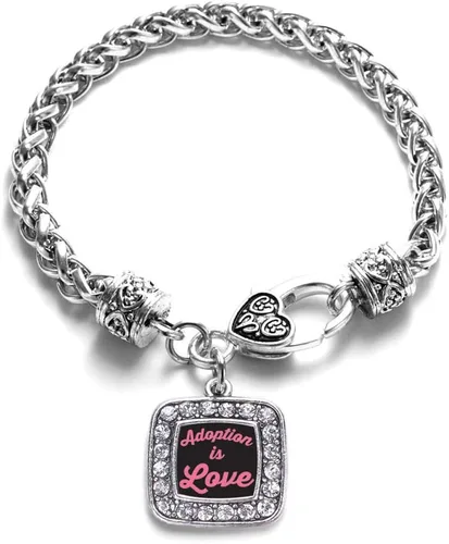 Vista 10 de Pulsera de dijes cuadrados de plata con joyería de circonita cúbica