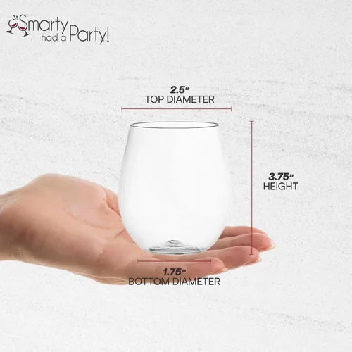 Vista 2 de Smarty Had A Party Copas de vino de plástico sin tallo de 12 onzas, paquete de 64 vasos de vino desechables transparentes para bodas, fiestas