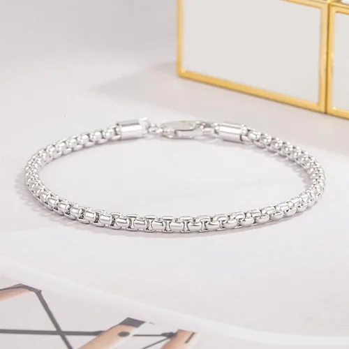Vista 8 de Pulsera de plata de ley 925 para hombres y mujeres, 0.118 pulgadas, eslabones cuadrados Rolo Link, cadena redonda de 6.3 pulgadas, 6.7 pulgadas, 7