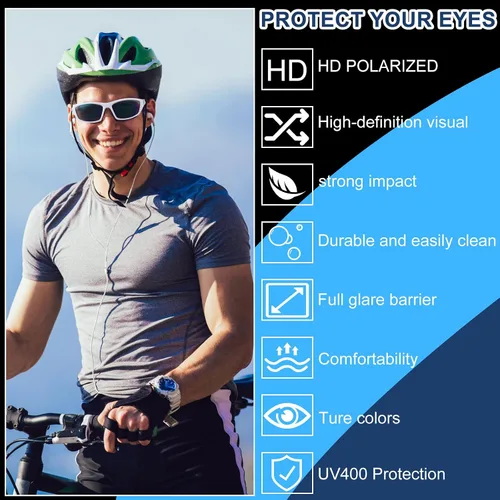 Vista 5 de Macarrie 36 gafas de sol deportivas polarizadas antirreflejos, gafas de sol polarizadas de visión nocturna con marco resistente para hombres