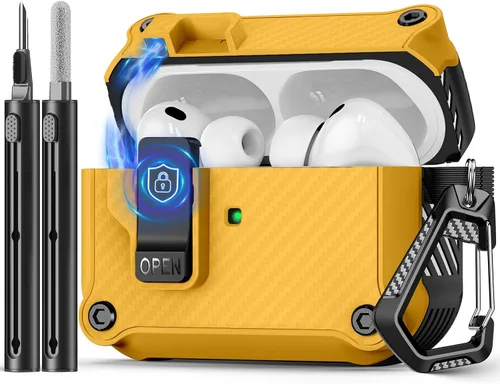 Vista 36 de Pohgelan Compatible con AirPods Pro 2ª/1ª generación, estuche con cierre magnético automático y kit de limpieza, compatible con funda Magsafe - Negro