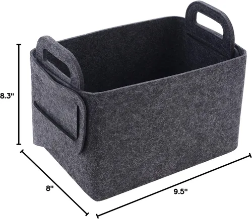 Vista 8 de Minoisome - Canasta organizadora de fieltro plegable y práctica con asas, para oficina, dormitorio, armario, habitación de bebé, juguetes, DVD