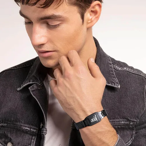 Vista 2 de Hisatan Pulsera de eslabones personalizada personalizable para hombre con pulsera de moda de acero inoxidable con varios patrones