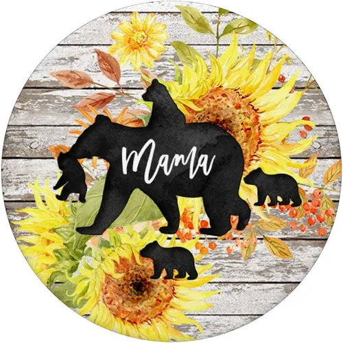 Vista 3 de Mama Bear Cuatro Cubitos de Bebé Rústico Barn Madera Shabby girasol – PopSockets Grip y soporte para teléfonos y tabletas, Negro