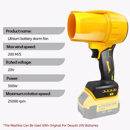 Vista 4 de Soplador de hojas sin escobillas para batería DEWALT de 20 V, soplador de aire de mano inalámbrico de alta velocidad de 990000 RPM, diseño
