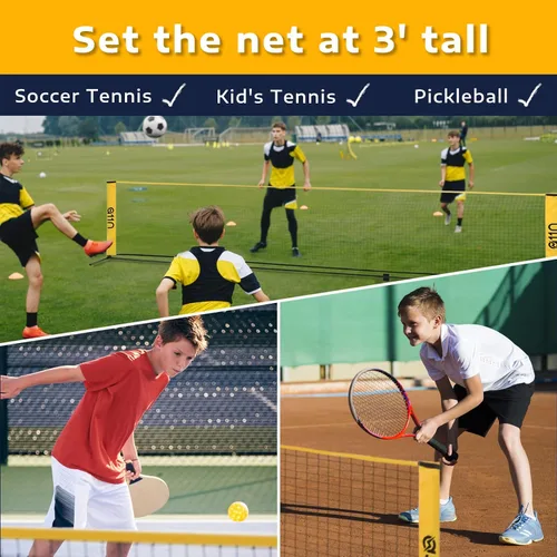 Vista 3 de A11N SPORTS Badminton Net - Height Adjustable Volleyball Net for Junior Tennis, Soccer Tennis & Kids - Portable Driveway Pickleball Net for Indoor &