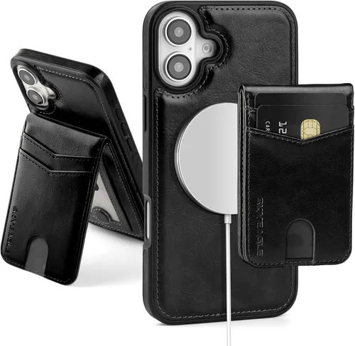 Vista 96 de SkyEagle - Funda tipo cartera compatible con MagSafe para iPhone 11, color negro Detachable Magnetic Credit Card Holder,RFID Blocking,PU