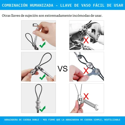 Vista 4 de Kit de colgar luces de cadena Newleray, alambre guía para luces de cadena al aire libre, kit de hardware para velas de sombra, con 164 pies