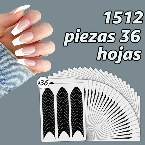 Vista 2 de winthrop - 36 hojas de calcomanías de guía de uñas con punta francesa, 1512 piezas en forma de luna