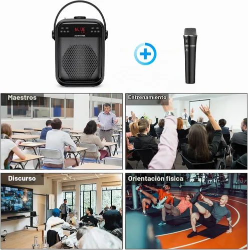 Vista 9 de ZOWEETEK Amplificador de Voz con Micrófono Inalámbrico de Mano, Amplificador de Voz Inalámbrico para Profesores, Altavoz y Micrófono de Sistema PA