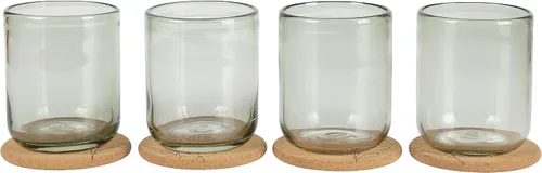 Vista 8 de bloomhouse Sayulita Spring Juego de 4 Piezas Hecho a Mano de 16 OZ Vidrio de Color Ámbar Double Old Fashioned Set con Cuatro Posavasos
