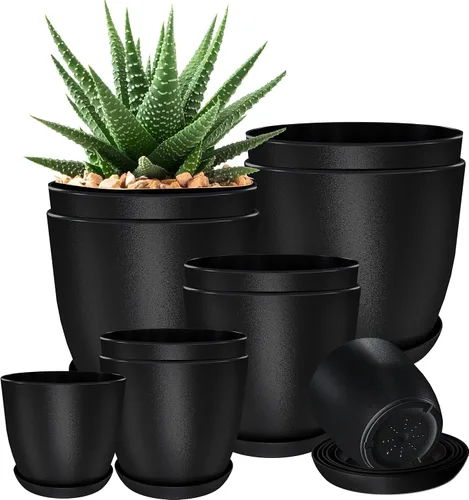 Vista 25 de Utopia Home - Macetas de Interior con Drenaje - Macetas de Flores de 7/6.6/6/5.3/4.8 Pulgadas para Plantas de Interior - Juego de 5 Macetas