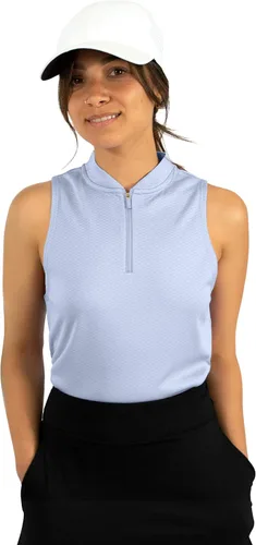 Vista 13 de Three Sixty Six Polo de golf sin mangas para mujer, sin cuello, con cremallera, de secado rápido, para mujer Argelia Azul