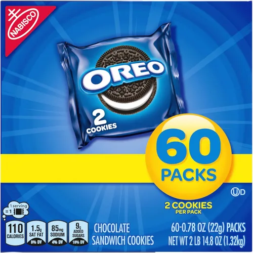 Vista 18 de OREO - Galletas sándwich de chocolate, 60 paquetes de aperitivos (2 galletas por paquete)