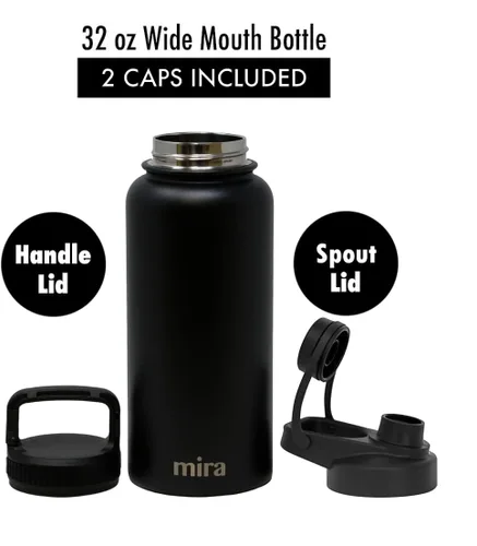 Vista 3 de MIRA - Botella de agua deportiva de acero inoxidable con aislante, termo de metal que mantiene el frío durante 24 horas y el calor durante 12 horas