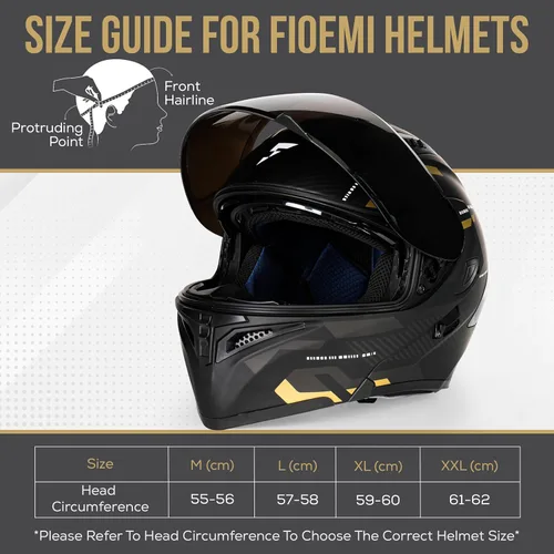 Vista 7 de Casco modular para motocicleta FIOEMI Negro Mediano Grande XL Visor extra tintado + Máscara de esquí Casco de cara completa con visera