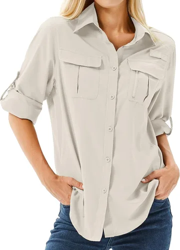 Vista 9 de Camiseta de Manga Larga para Mujer con Protección Solar UPF 50 para Safari, Pesca, Senderismo