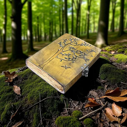 Vista 6 de Leather Journal Tree of Life Embossed – Vintage Leather Diary with Deckle Edge Paper, Rustic Writing Notebook, Grimoire, Sketchbook, Book of