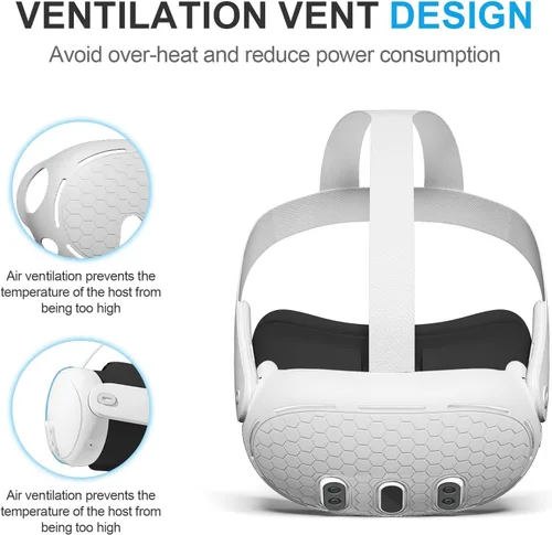 Vista 2 de VR Shell Cover for Quest 3, Silicone Front Headset Protector Cover Compatible with Quest 3 Accessories (Gray)