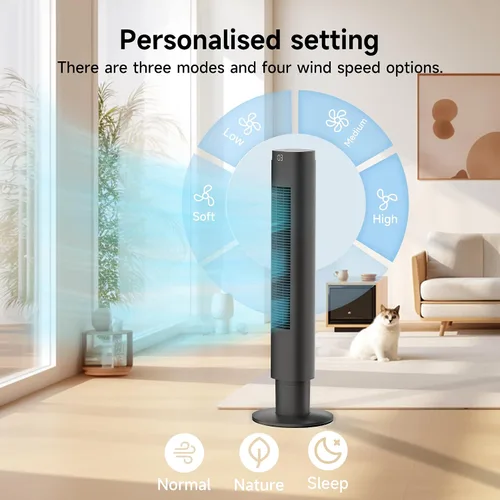 Vista 5 de PHILODECO Ventiladores de torre para el hogar, ventilador de piso vertical con control remoto de vibración de 80°, múltiples modos, temporizador