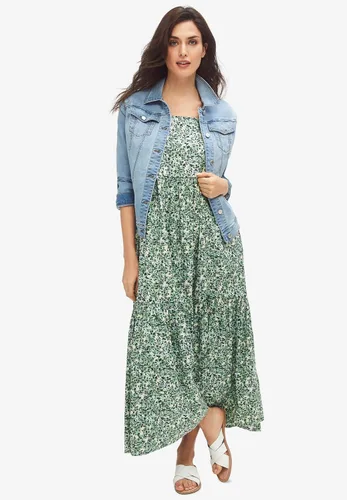 Vista 4 de Ellos Vestido largo de algodón escalonado de talla grande para mujer