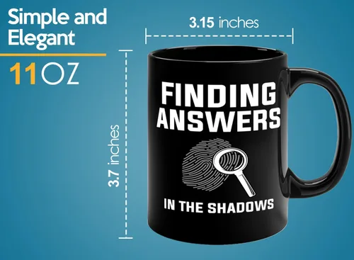 Vista 6 de Taza de café detective de 11 oz, color negro Encontrar respuestas en - Oficial de policía Patrulla Policía Detective Sheriff Police Enforcement