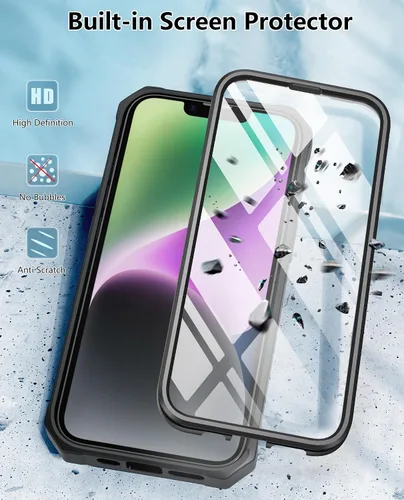 Vista 3 de FNTCASE Funda para iPhone 14/13: con funda de clip para cinturón y soporte, cubierta de protección de grado militar resistente a prueba de golpes