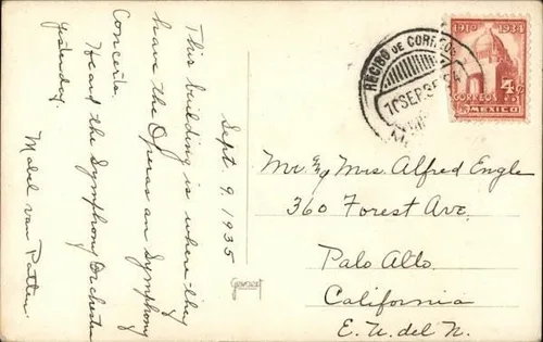 Vista 2 de Palacio de Bellas Artes, Mexico City, Original Real Photo Postcard (RPPC)
