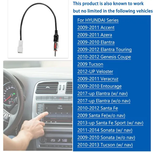Vista 7 de Anina Adaptador de antena para antena de radio de fábrica Kia Hyundai 2009 en adelante al arnés de extensión aérea DIN de radio del mercado