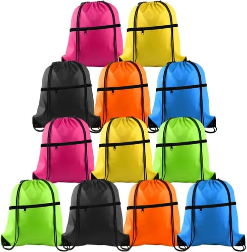 Vista 14 de KUUQA Mochila con cordón a granel, bolsas de almacenamiento para deporte, gimnasio, viajes, Negro, Viajar