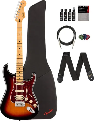 Vista 29 de Fender Player II Modified Stratocaster - Paquete de atardecer con bolsa de concierto, correa, cable, paquete de 3 púas y kit de limpieza de guitarra