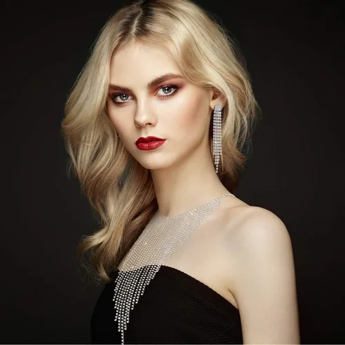Vista 7 de Collar de borla con aretes de borla para mujer traje de joyería Metal