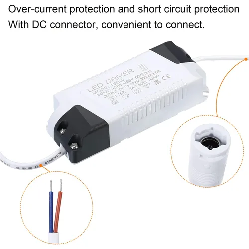 Vista 5 de PATIKIL Controlador LED de 36 W 300 mA, 2 unids AC 85-265V Salida 72-126V DC Conector hembra Conector Rectificador de corriente constante