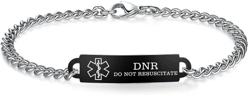 Vista 140 de Pulseras de identificación de alerta médica de 6.5 "-8.5" para mujeres, pulseras de emergencia médica de acero inoxidable, grabado gratuito