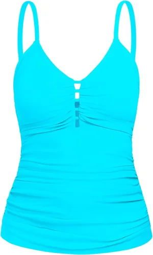 Vista 24 de Ocean Blues Traje de Baño Tankini Retro para Mujer con Fruncido Control de Abdomen Solo Parte Superior del Tankini Negro