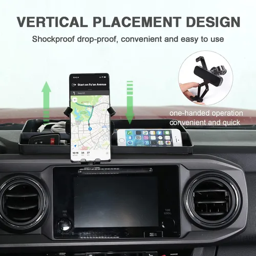 Vista 3 de Bandeja de almacenamiento de mesa de tablero de consola central de automóvil ABS para Toyota Tacoma 2016-2020, organizador de instrumentos, soporte