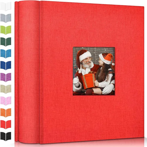 Vista 53 de Álbum de fotos Artfeel 4x6 con 100 bolsillos, álbumes de fotos deslizables, libro de memorias con cubierta de lino y ventana frontal, libro de fotos