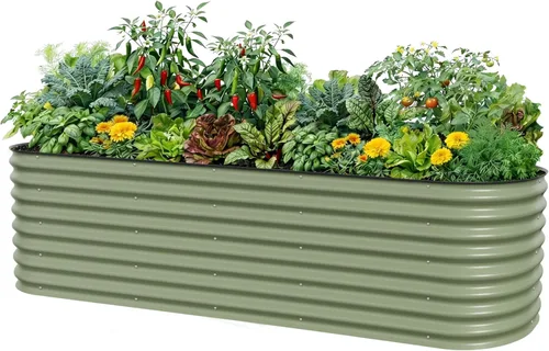 Vista 17 de Vego Garden Kits de cama de jardín elevada de 26" extra alta, caja de maceta elevada modular 4 en 1 para verduras, flores, frutas, cama de jardín