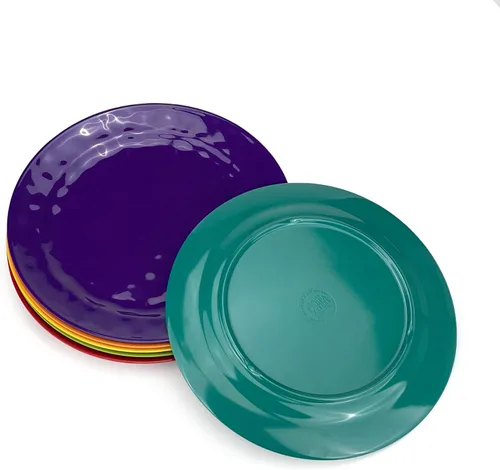 Vista 6 de Juego de 6 platos redondos de melamina 100% melamina de 10 pulgadas, platos de ensalada de melamina para fiestas en casa, resistentes a la rotura