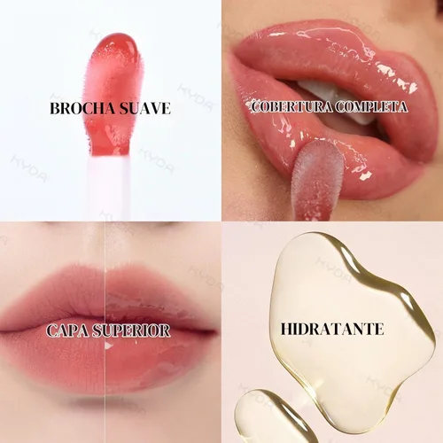 Vista 5 de KYDA Aceite de brillo labial hidratante, brillo labial de aceite hidratante transparente voluminizador, aceite labial teñido para el cuidado