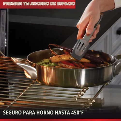 Vista 7 de Calphalon Premier - Juego de ollas y sartenes de acero inoxidable que ahorran espacio, 10 piezas