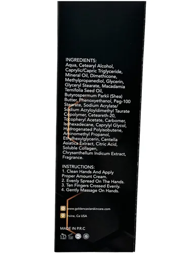 Vista 3 de Cuidado de la piel Golden Caviar: Crema Regordeta de Manos - Crema hidratante Vein Away Disminuye la apariencia de las venas Apariencia juvenil