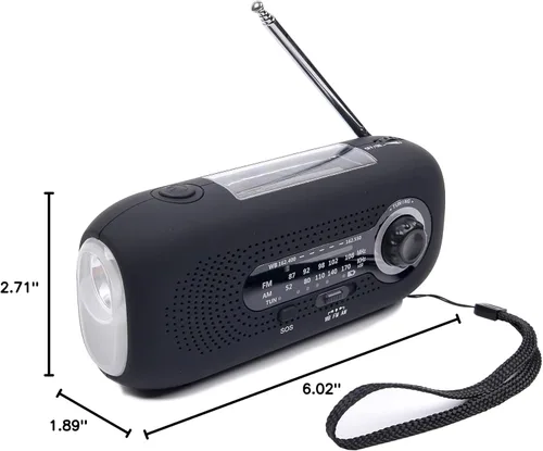 Vista 10 de Radio meteorológica Hank Crank, radio meteorológica NOAA, radio AM FM, radio de emergencia impermeable con linterna LED y cargador de teléfono
