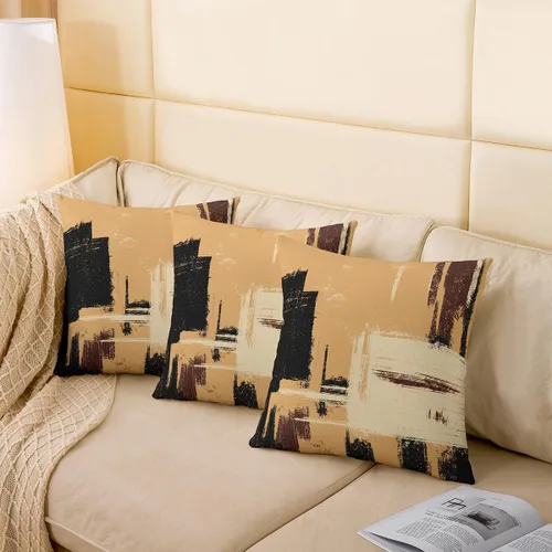 Vista 204 de Juego de 2 fundas de almohada abstractas de 16 x 16 pulgadas para niños, niñas, adolescentes, decoración de dormitorio, moderna a rayas, decoración