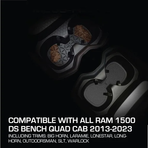 Vista 3 de CupHolderHero compatible con accesorios clásicos RAM 1500 2013-2024 – Insertos de portavasos interiores personalizados premium antideslizantes